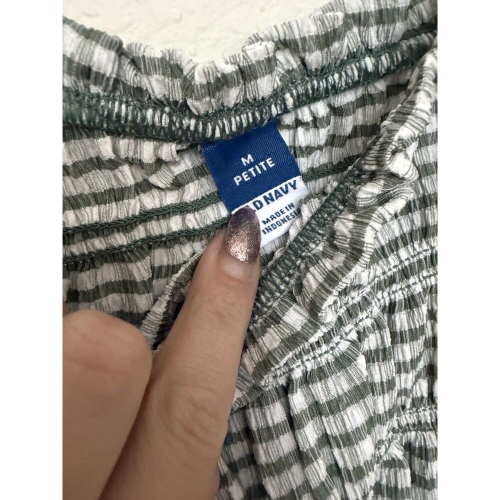 Old Navy Olive and White Gingham Smocked Midi Dress - Picture 3 of 3